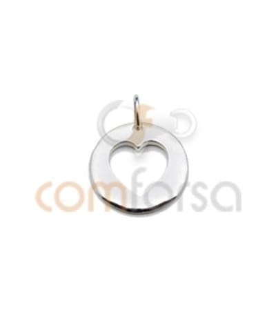 Sterling silver 925 hollow heart pendant 12.5mm