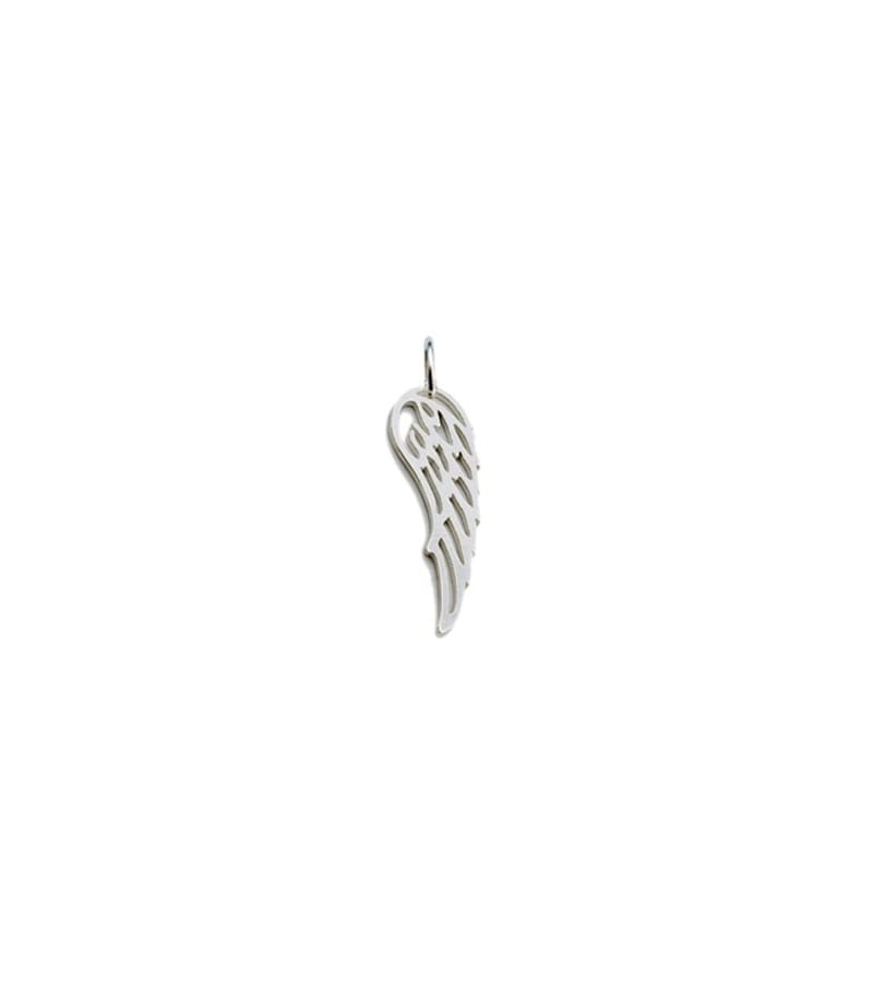 Sterling Silver 925 Engraved Wing Pendant 8x26mm