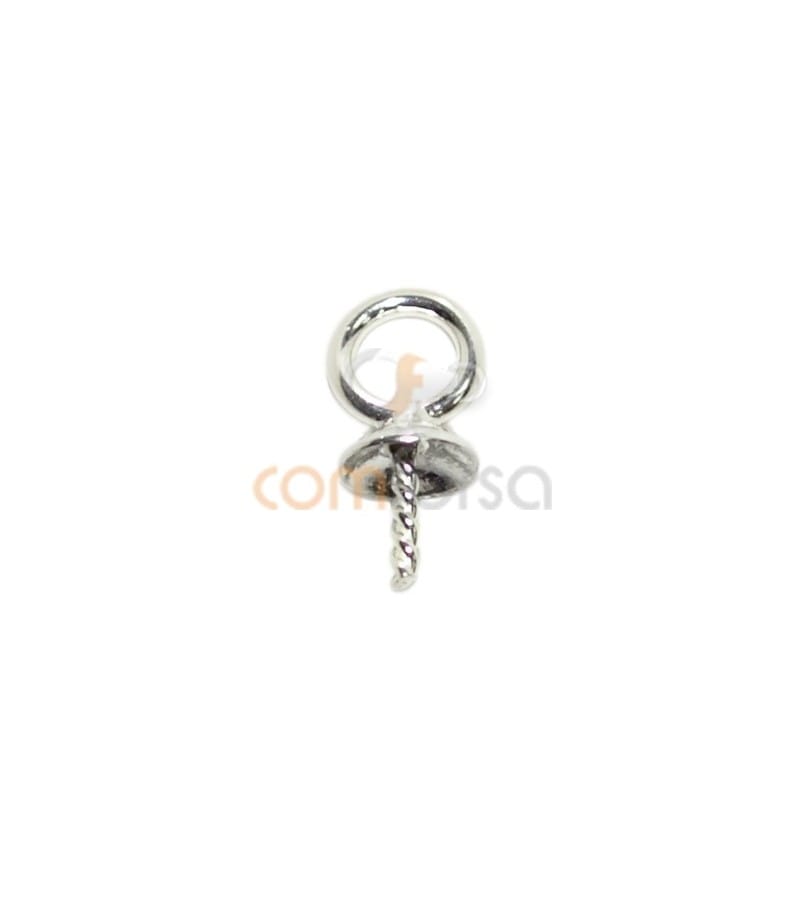 Sterling Silver 925 pendant ring with cap and stud 4.5mm
