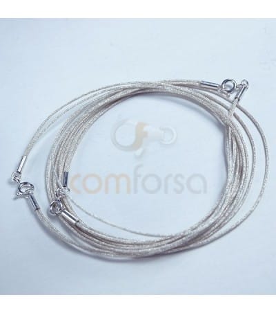 Silver Japanese Silk Choker Double String 40cm