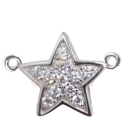 Colgante estrella doble anilla circonita plata
