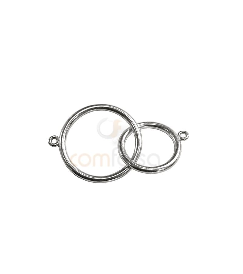 Sterling Silver 925 Double Circle Bead 21-16mm