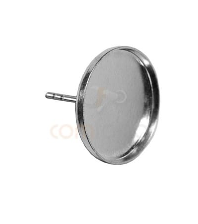 Base redonda de pendiente para cabuchón 15mm (interior) plata 925