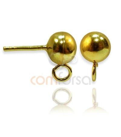 Sterling Silver 925 gold-plated earring ball with jumpring 6 mm