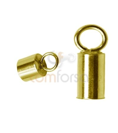 Sterling silver 925 gold plated tube end caps with jump ring 5.1x 6 mm