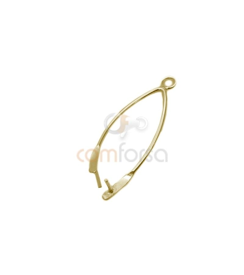 Gold Plated Sterling Silver 925 Crossed hook 8 x 26 mm