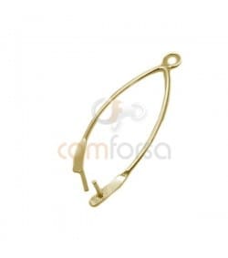 Gold Plated Sterling Silver 925 Crossed hook 8 x 26 mm
