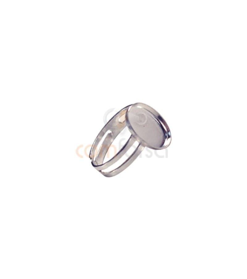 anillo con cazoleta ovalada 12 x 16mm plata 925