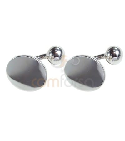 Sterling Silver 925 Engravable round cufflinks 17 mm