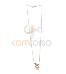 Cadena forzada con anillas centrales 40 cm plata chapada oro rosa