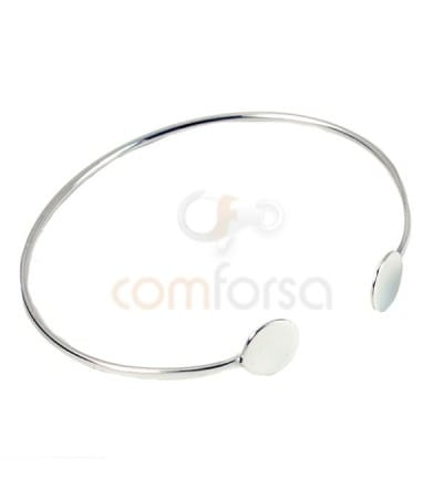 Sterling silver 925 Double plain disk strand bangle