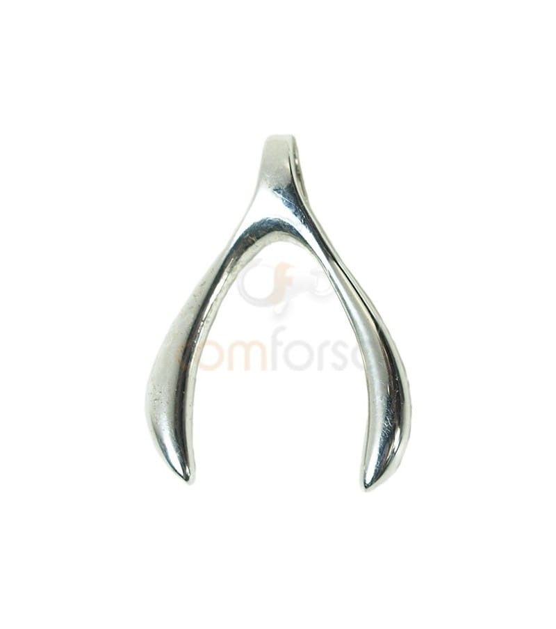 Sterling silver 925 wish bone charm 13.5x19 mm (2.5 mm)