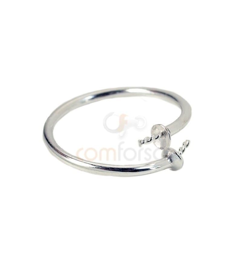 Sterling silver 925 ring with cup and studs 5 x 18 mm