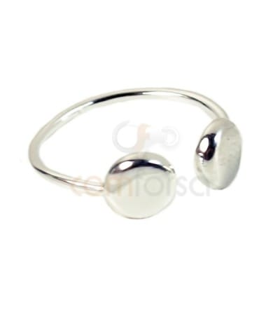 Sterling silver 925 double disk ring 6.5 mm