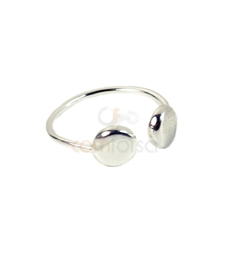 Sterling silver 925 double disk ring 6.5 mm