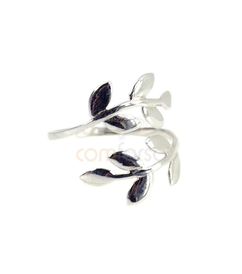 Adjustable laurel ring silver 925