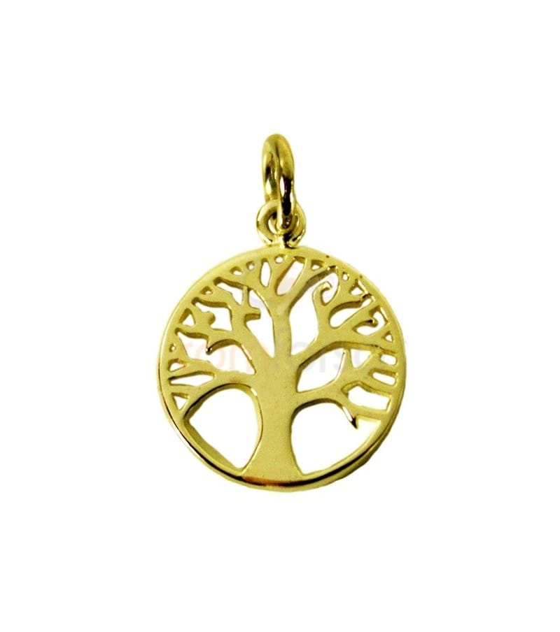 Sterling silver 925 gold-plated filigree tree of life charm 12 mm