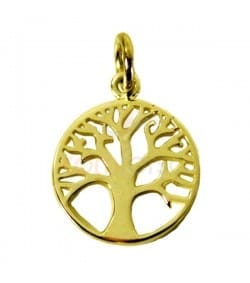 Colgante árbol de la vida 12mm plata 925 chapada en oro