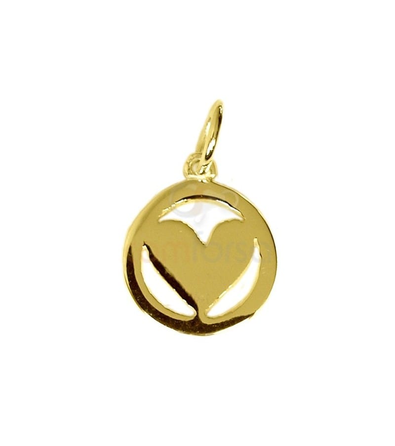 Sterling silver 925 gold-plated heart charm 10 mm