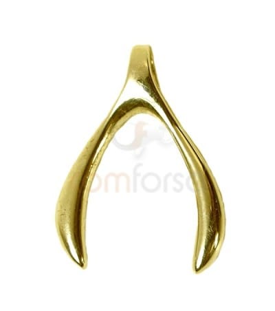 Sterling silver 925 gold-plated wish bone charm 13.5x19 mm