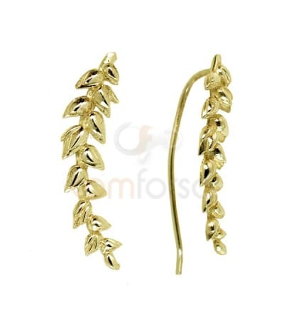Sterling silver 925 gold plated wheat grain ear crawler 6x24 mm