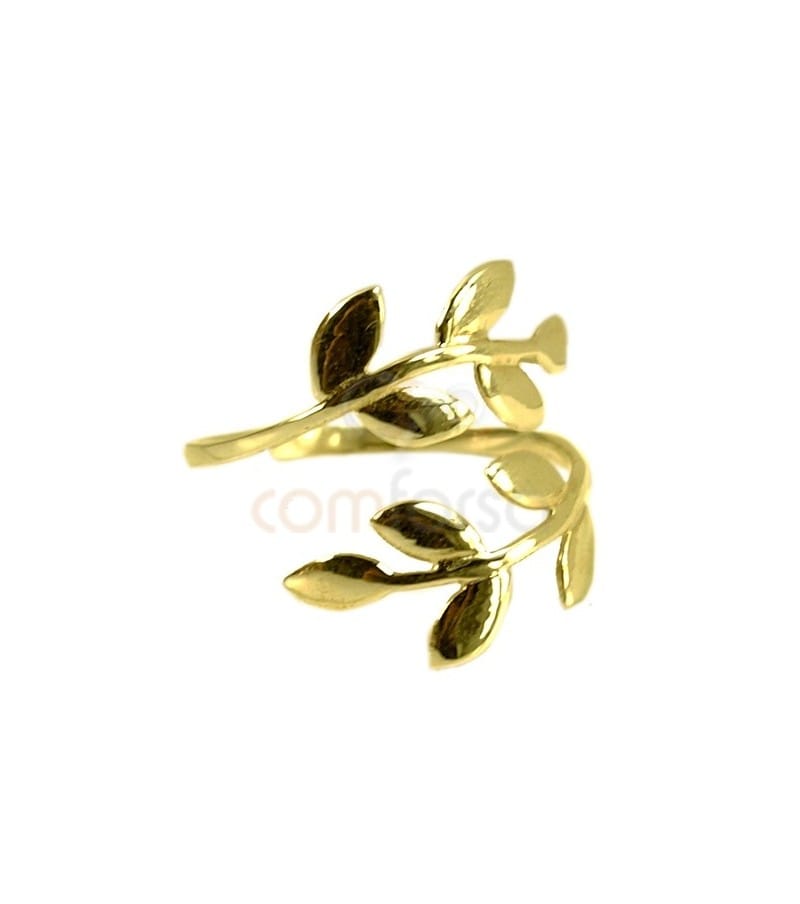 Gold plated sterling silver 925 laurel adjustable ring