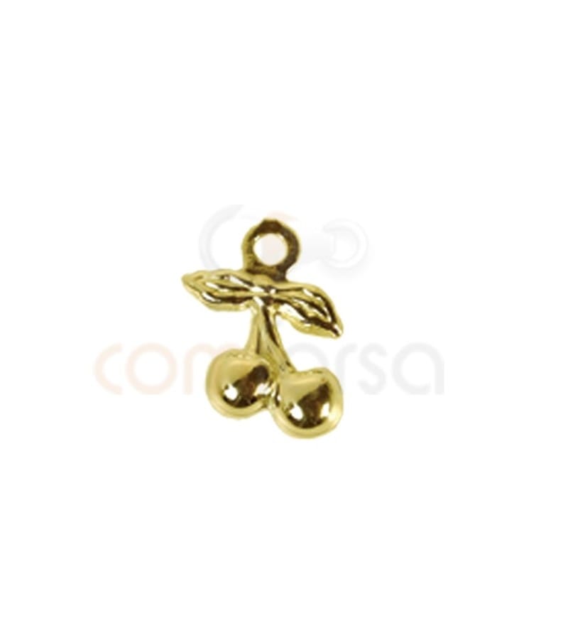 Colgante cereza 6.5 x 10 mm plata 925 chapada en oro