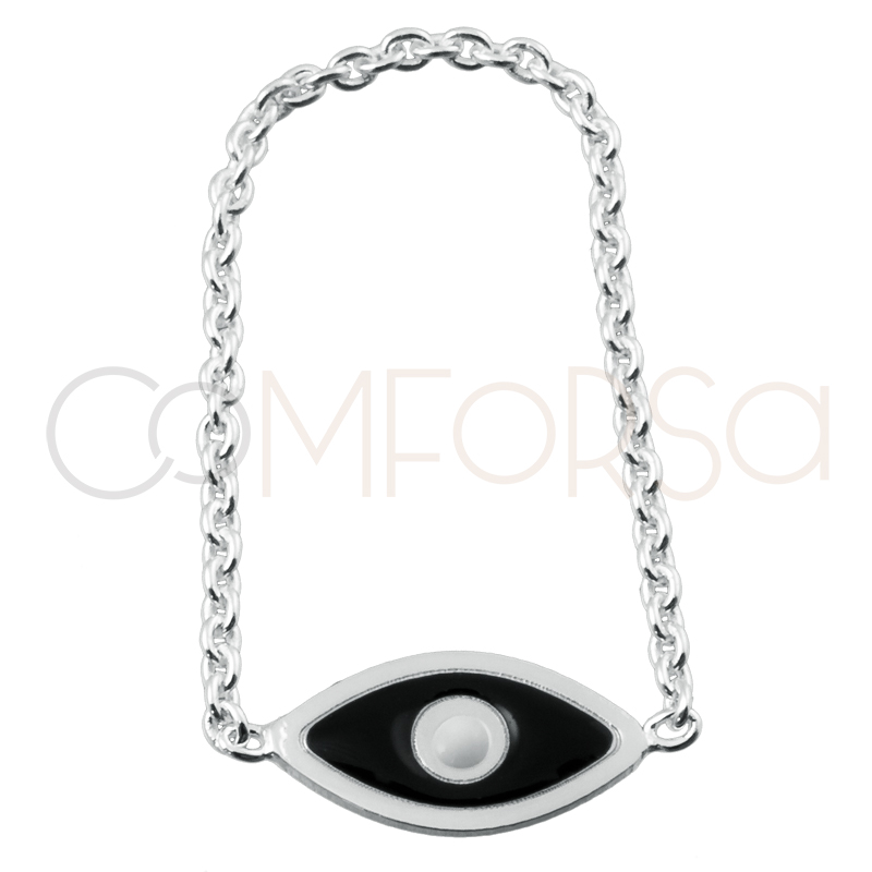 Sterling silver 925 black evil eye chain ring