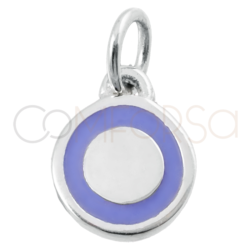 Sterling silver 925 purple circle pendant 8mm