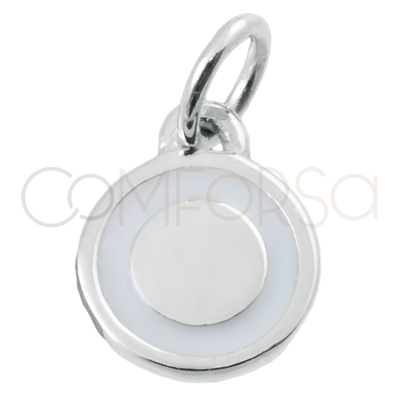 Sterling silver 925 white circle pendant 8mm