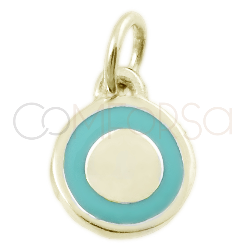 Sterling silver 925 mint green circle pendant 8mm