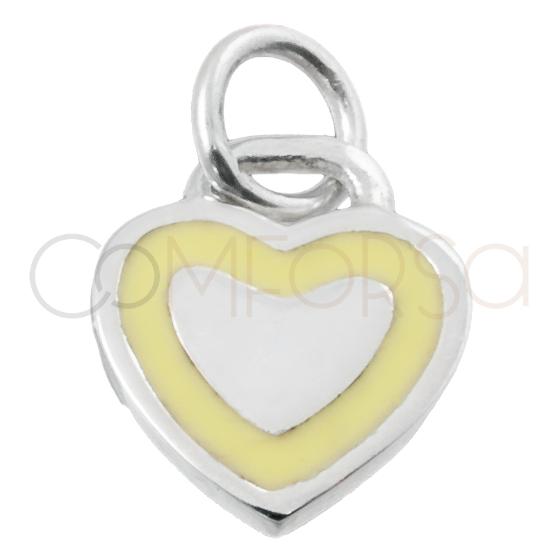 Sterling silver 925 yellow heart pendant 9 x 11mm