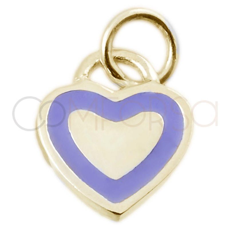 Sterling silver 925 purple heart pendant 9 x 11mm