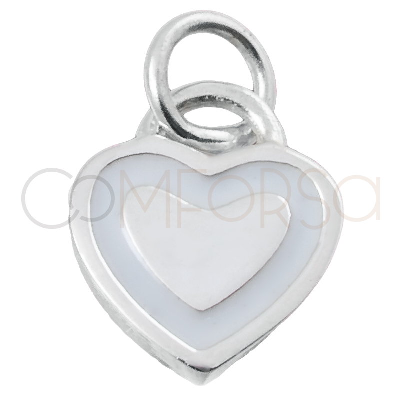 Sterling silver 925 white heart pendant 9 x 11mm