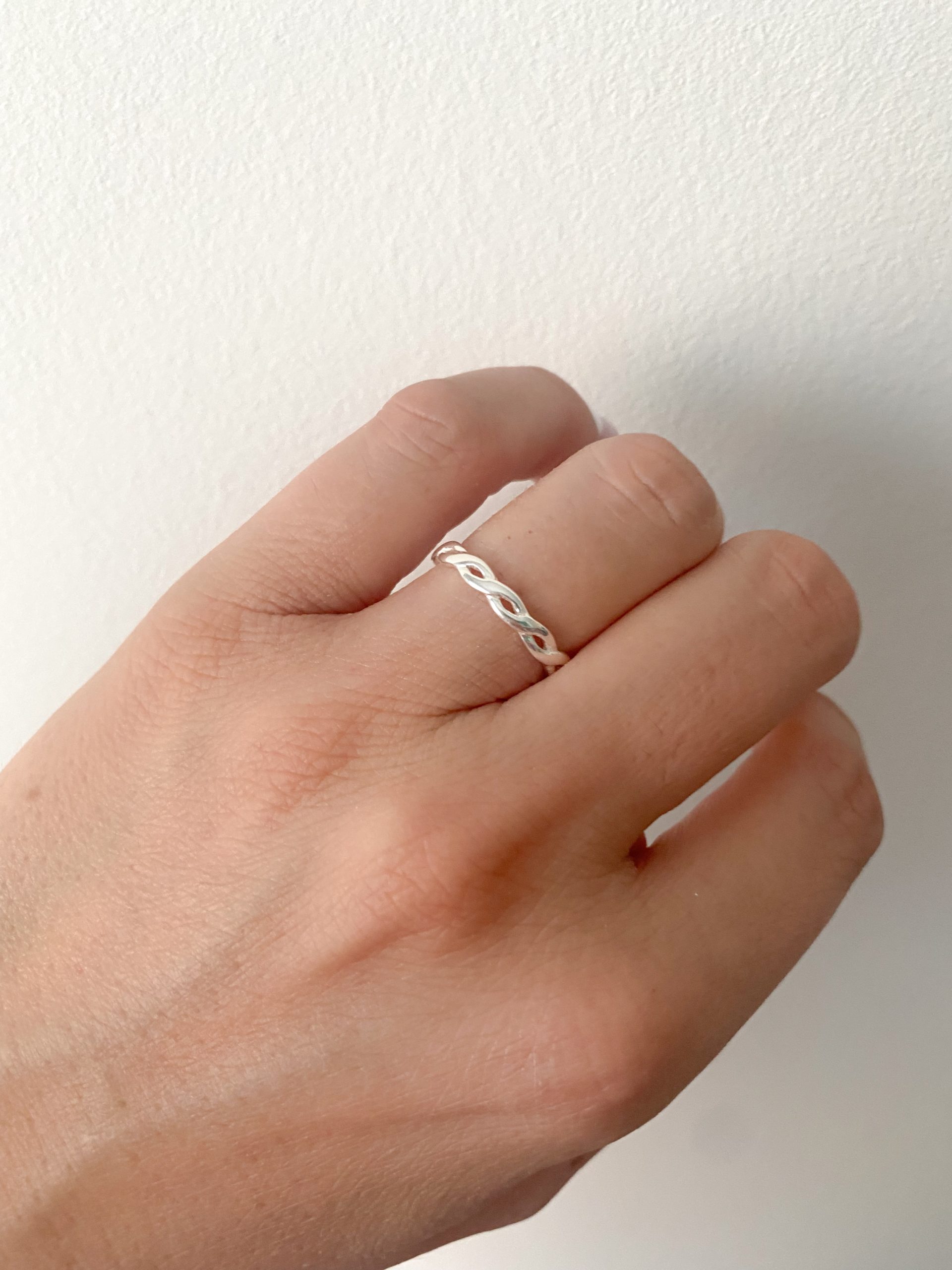 Sterling silver flat braided wedding ring 1.8mm