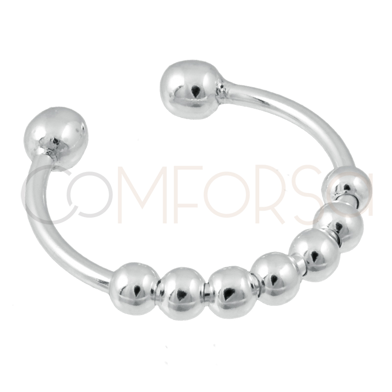 Sterling silver anti-stress ring with silver beads