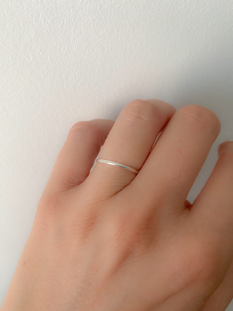 Sterling silver flat wedding ring