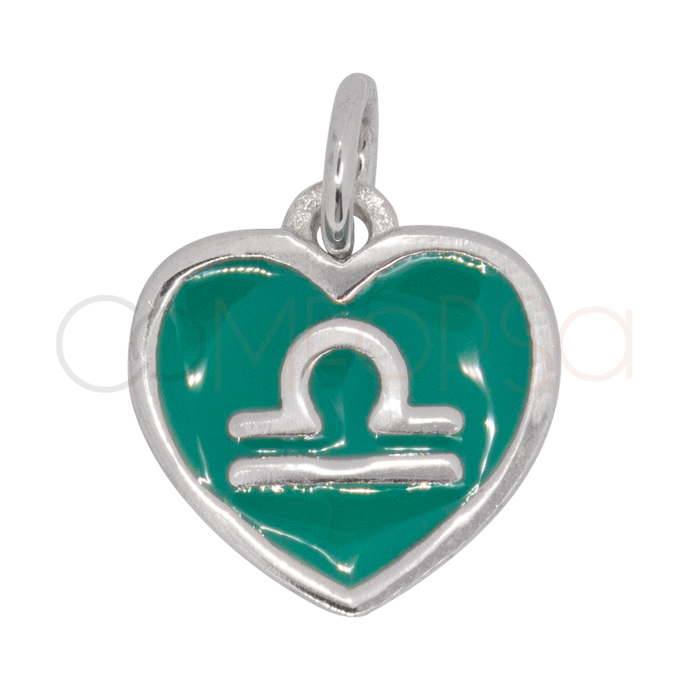 Pendentif cœur Balance en émail Turquoise 11 mm argent 925